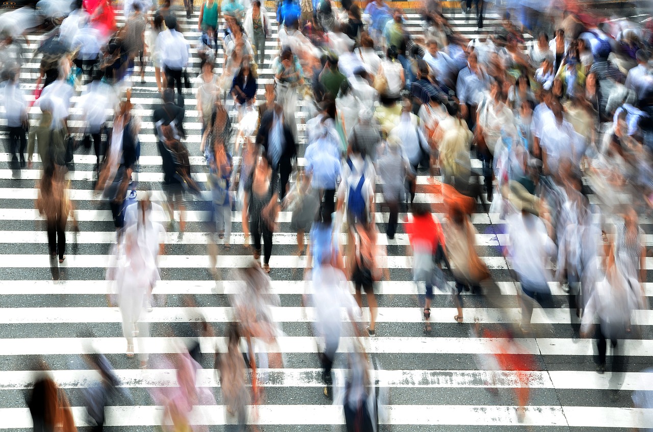 Pedestrians crossing street